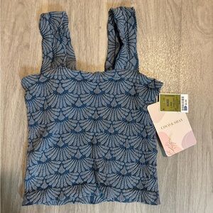 Free People Blue and Gray Textured Camisole